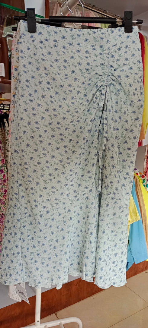 Floral Drawstring Irregular Ruffle Skirts